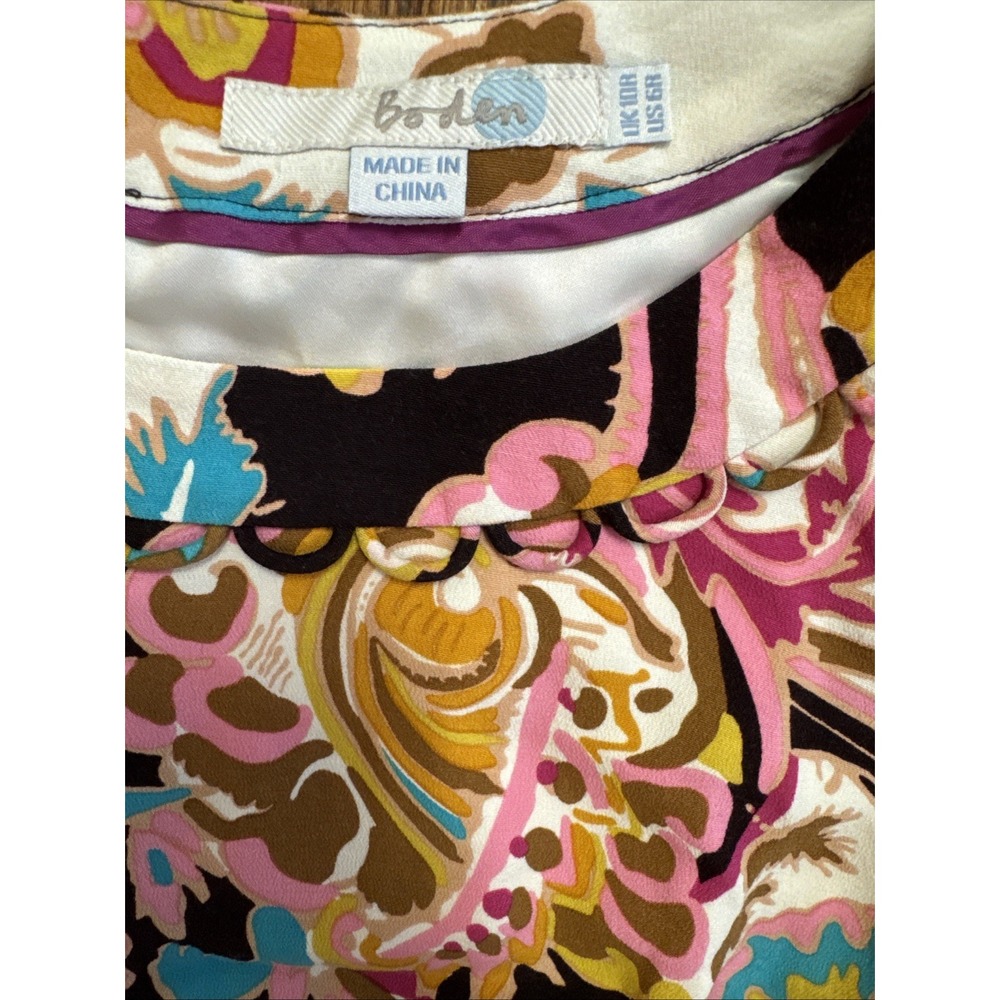 Boden Floral Paisley Midi Dress in Black, Pink, Turquoise & Gold - Picture 3 of 10